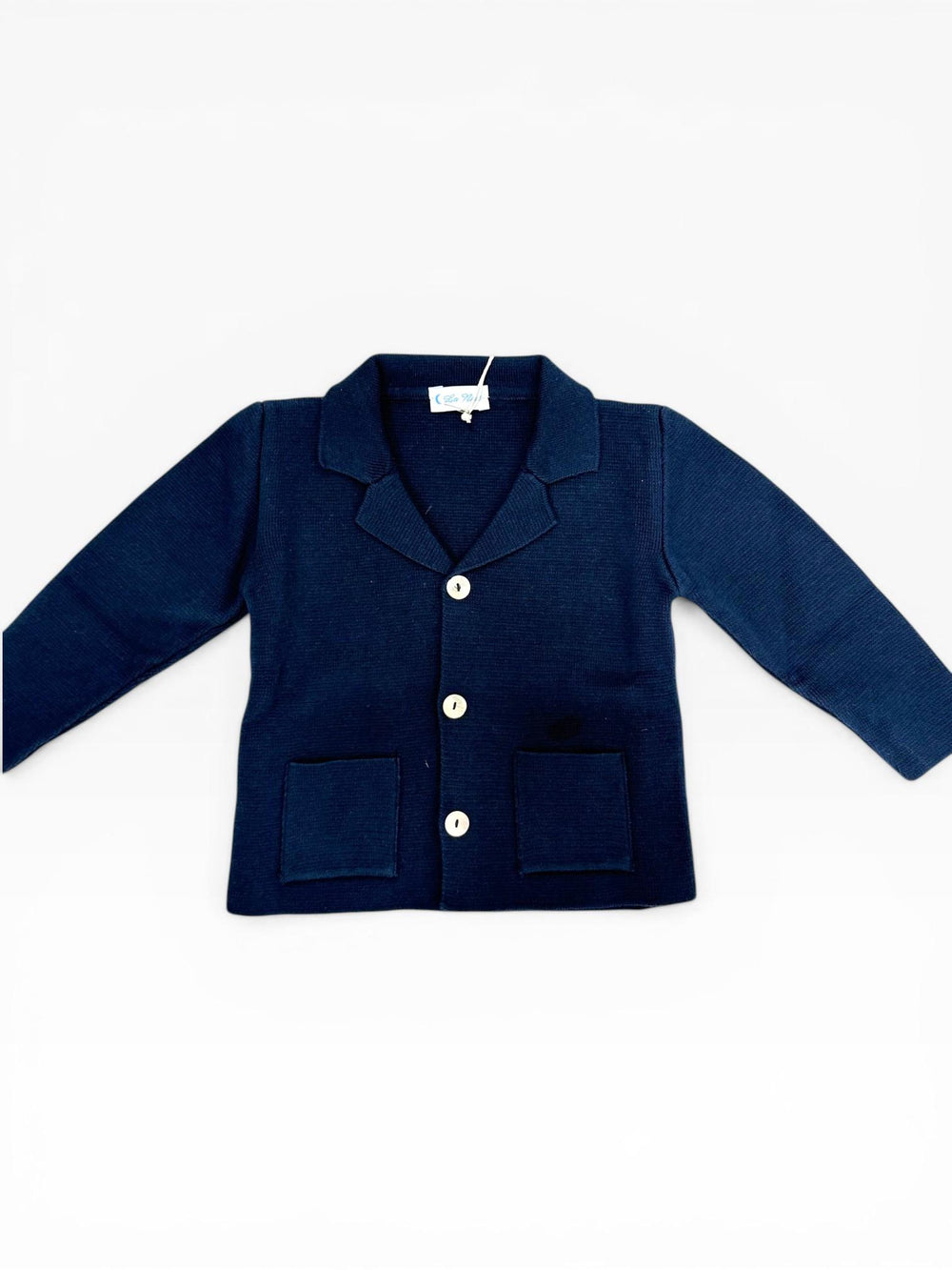 Cardigan a giacca in filo con bottoni a contrasto 61636 BL LA NUIT 