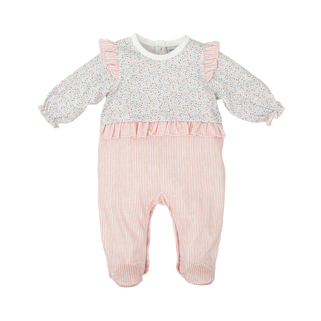 Tutina in cotone con fiori e righe 11223 MU BABIDU 