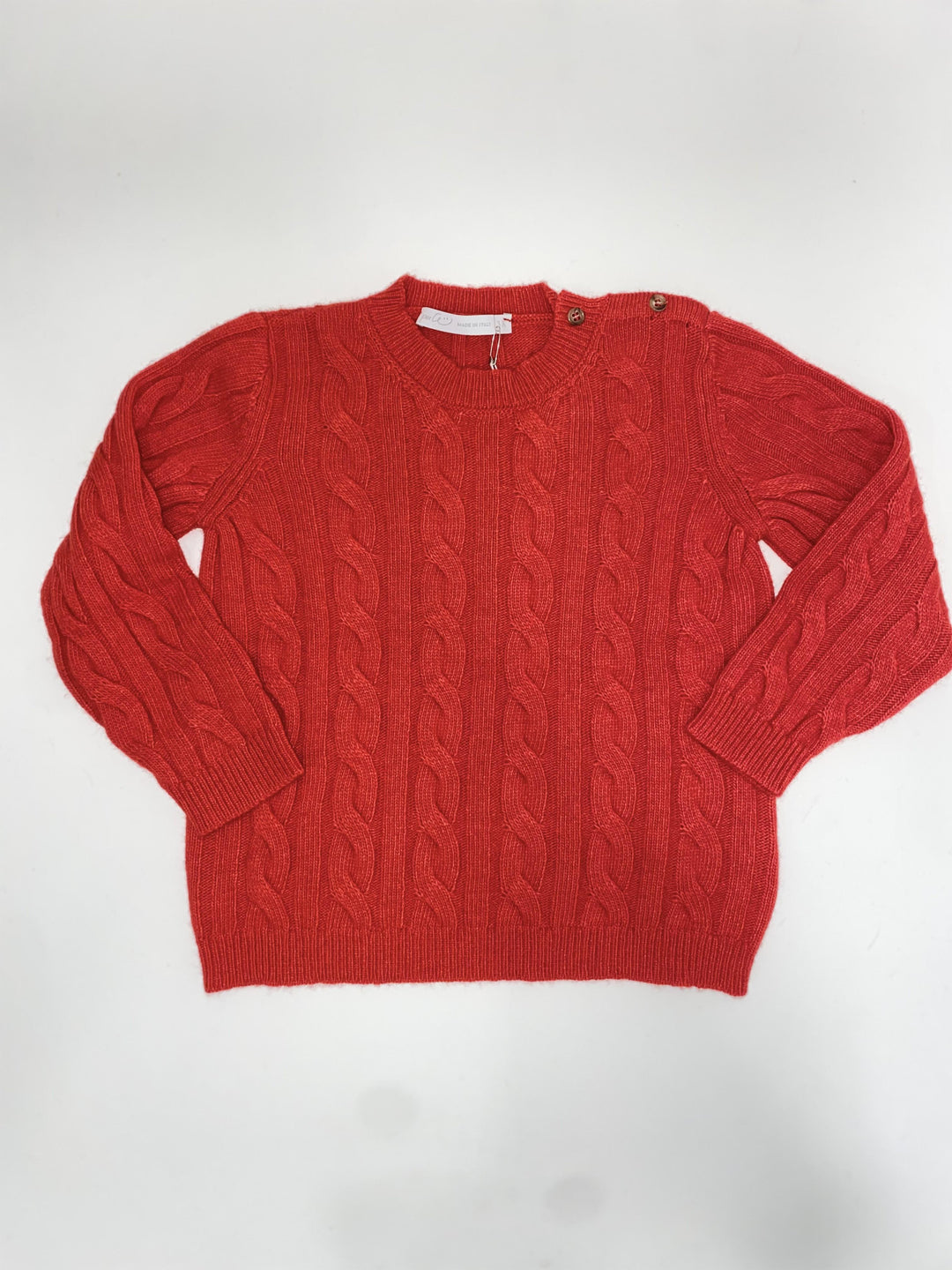 Maglione in lana a treccia rosso 44576 S0 Per Te 