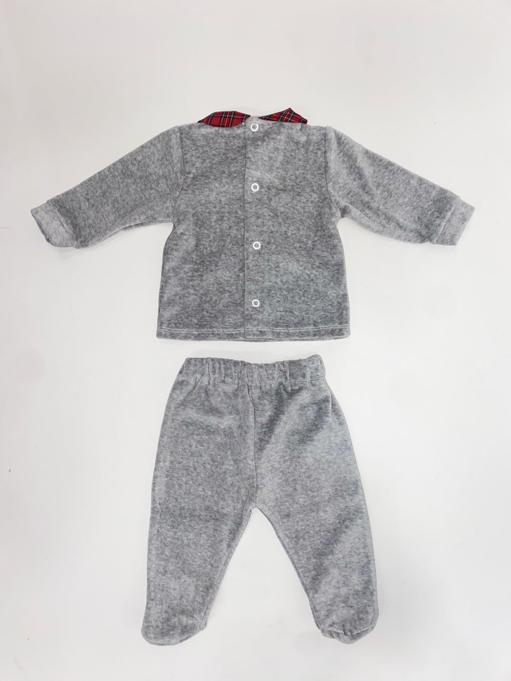 Completo due pezzi in ciniglia Grigia con stelle tartan 9076 GR PERDIPIU' 