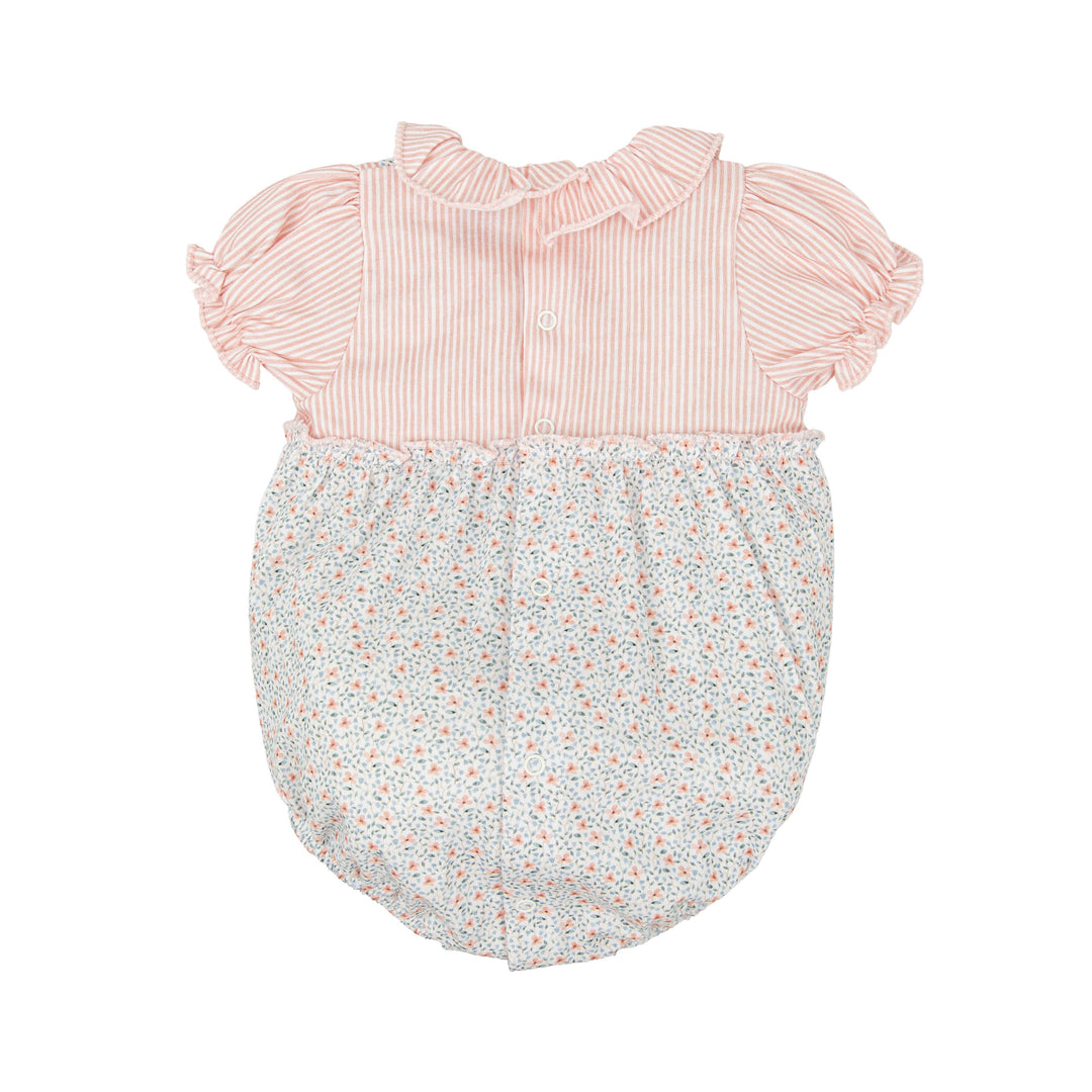 Pagliaccetto bicolore con fiori e righe 31223 MU BABIDU 