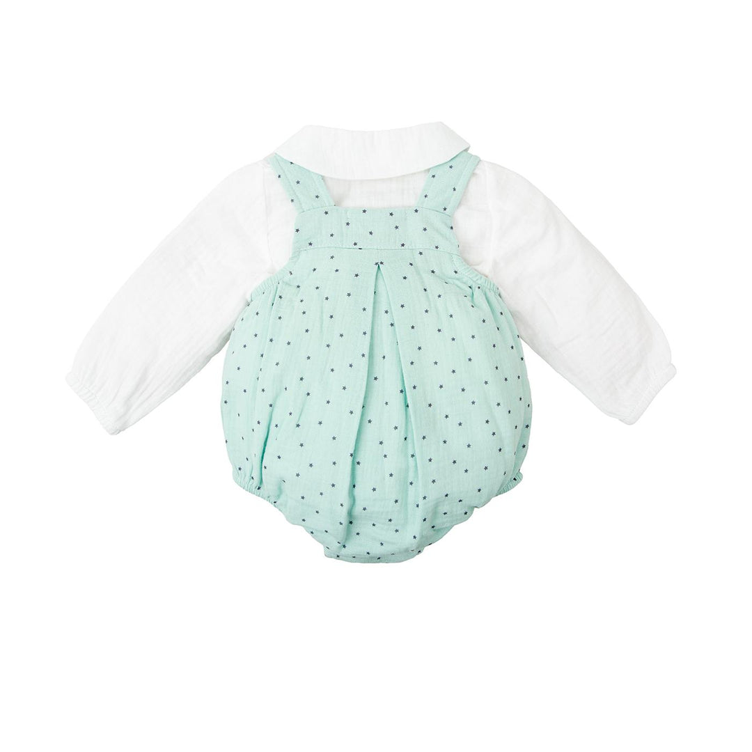 Salopette da neonato con stelline verde acqua 41669 VE BABIDU 