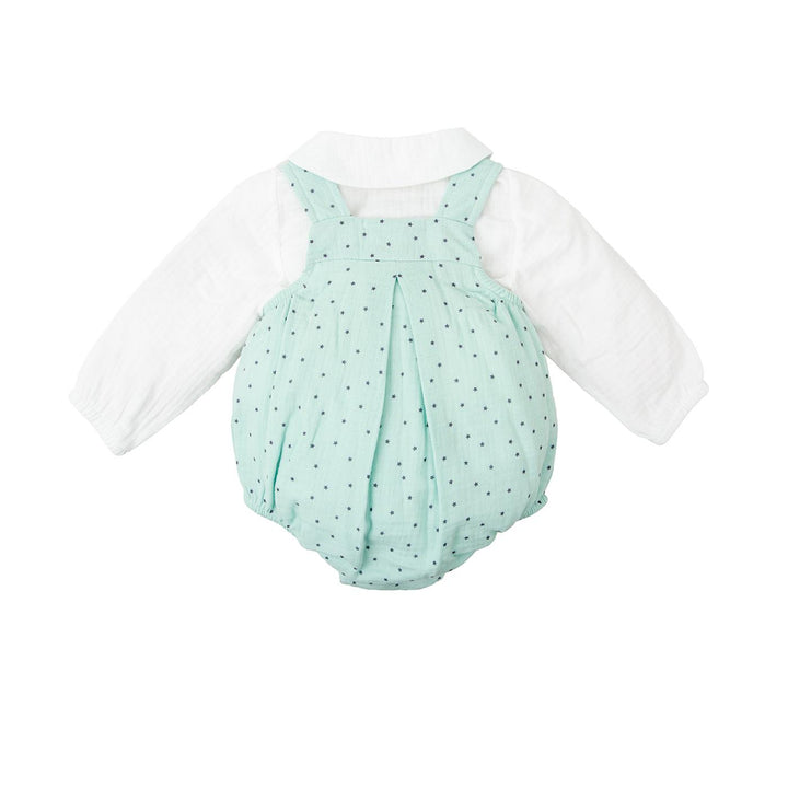Salopette da neonato con stelline verde acqua 41669 VE BABIDU 