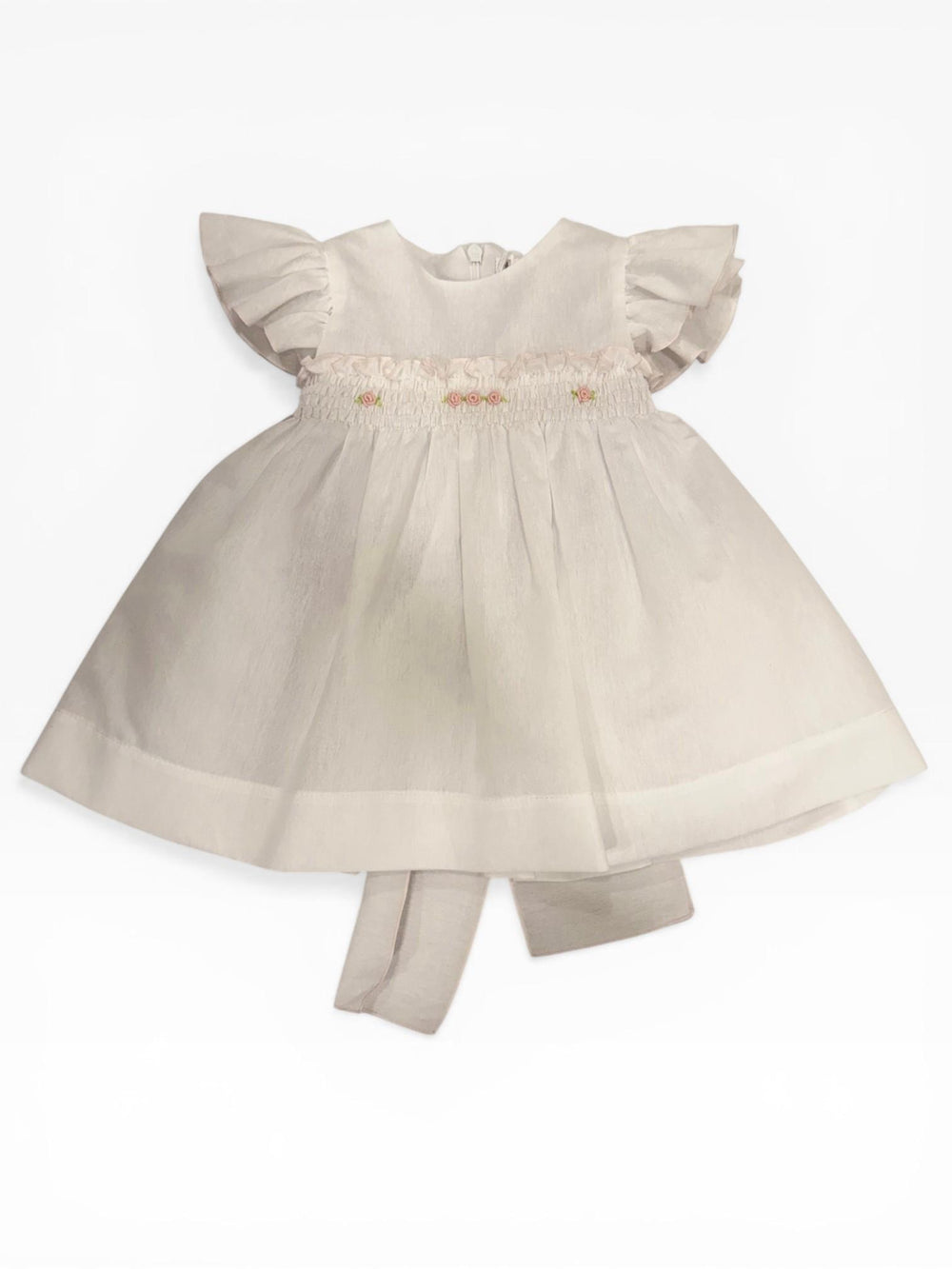 Abito in cotone a nido d'ape con rose ricamate VE8830 BR Teto e Tatta 