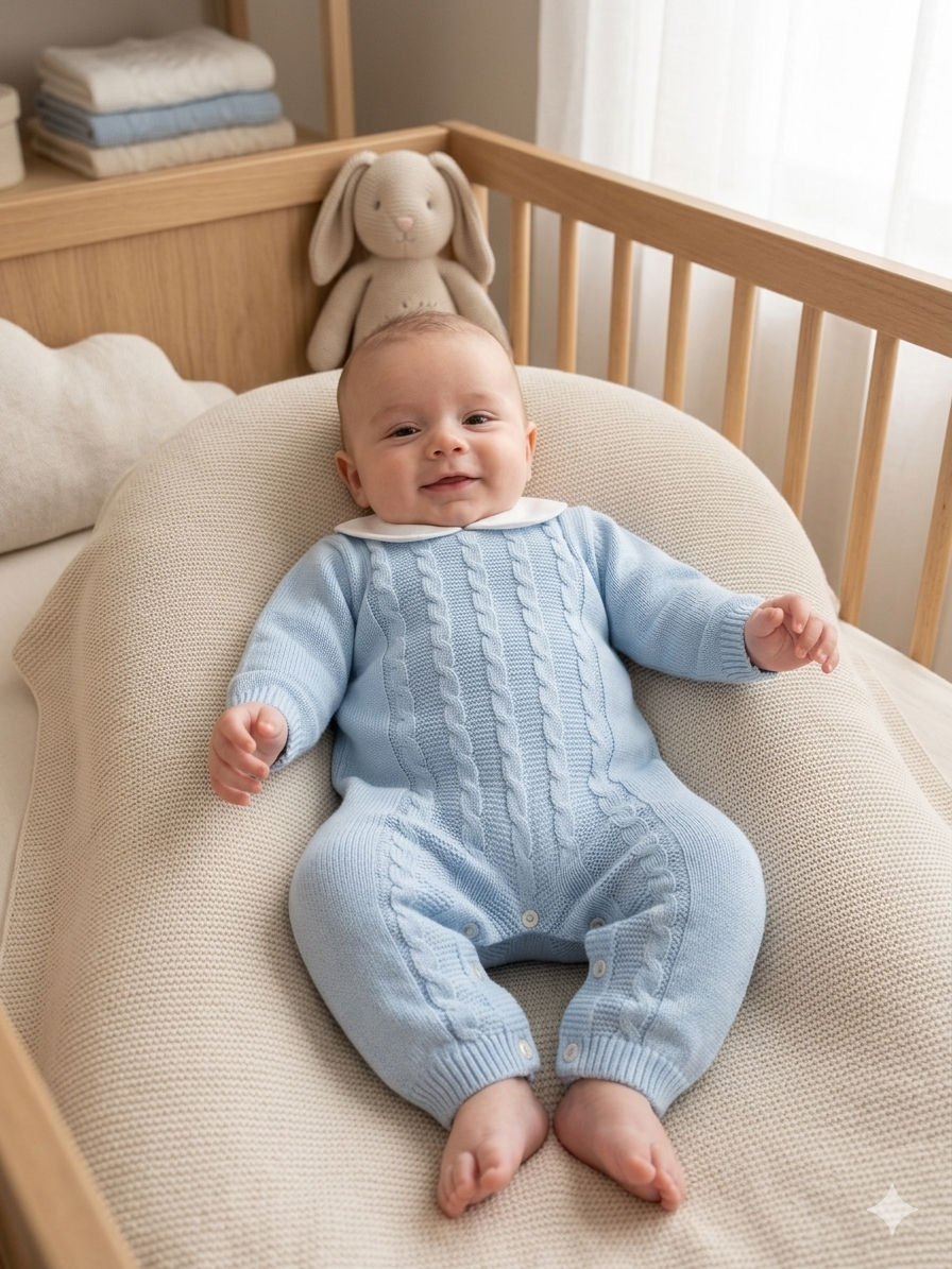 Tutina in filo a trecce celeste 354 CE BABY Lord 