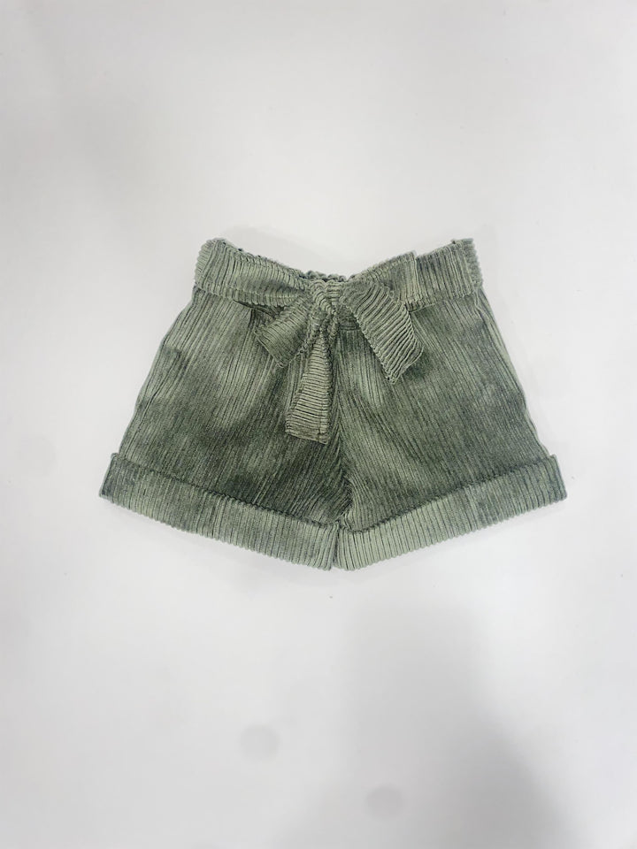 Pantaloncini in velluto a coste verde con dettaglio fiocco FIOCCO 104 Mantì 