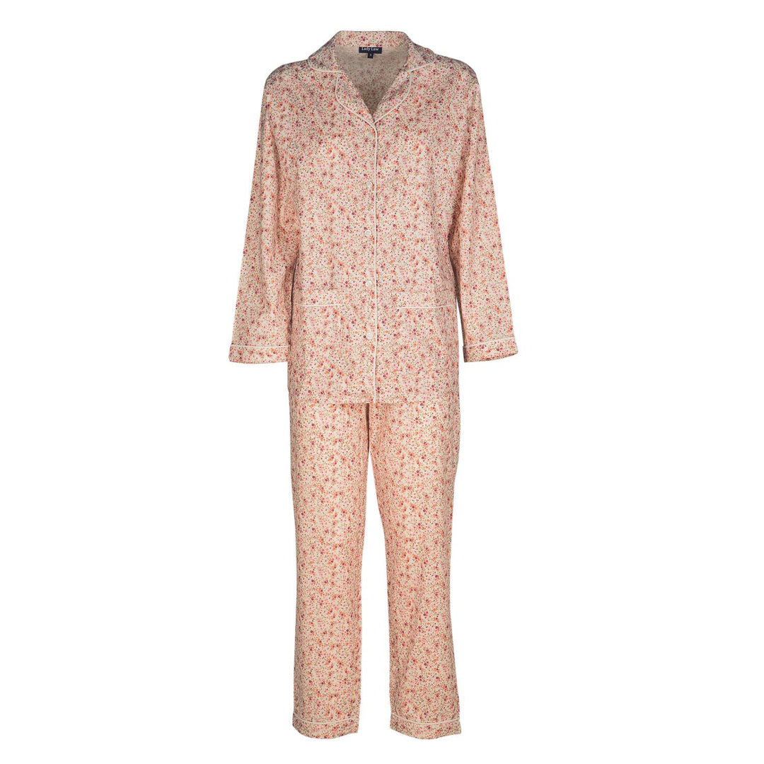 Pigiama donna lungo in cotone fiori rosa LUCY DFL 070 GOLD 