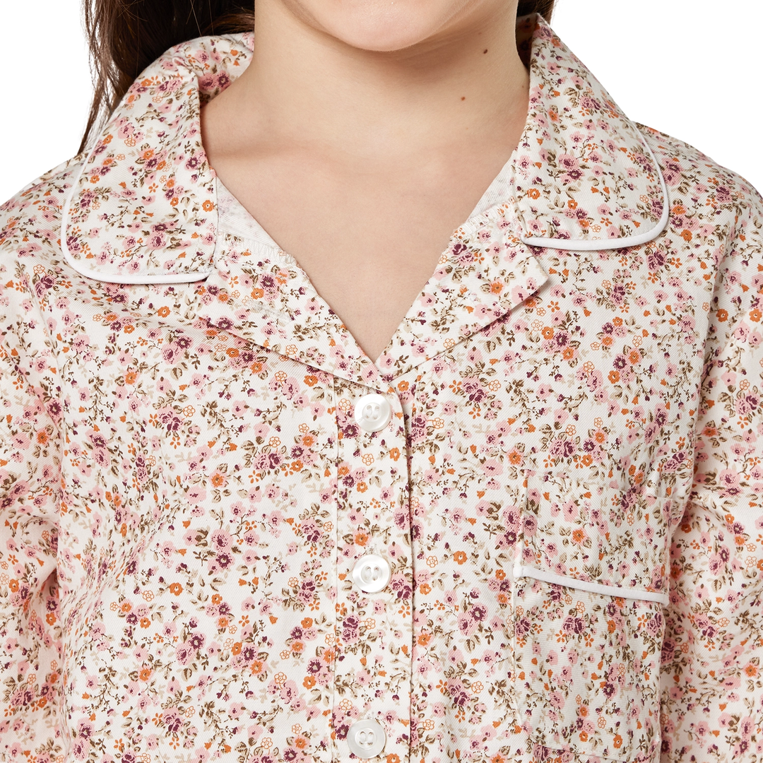 Camicia da notte bambina in cotone fiori rosa NANCY BF 070 GOLD 