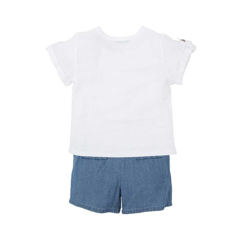 Completo t shirt serafino e pantaloncino color jeans 40477 JE BABIDU 