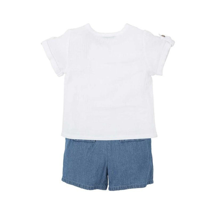 Completo t shirt serafino e pantaloncino color jeans 40477 JE BABIDU 