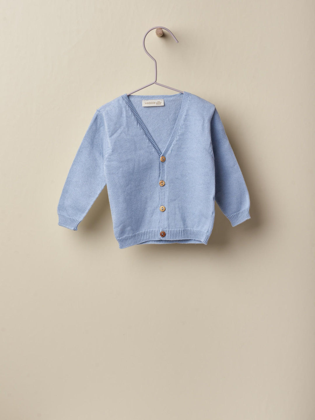 Cardigan scollo a v in filo celeste 09308B 01 WEDOBLE 