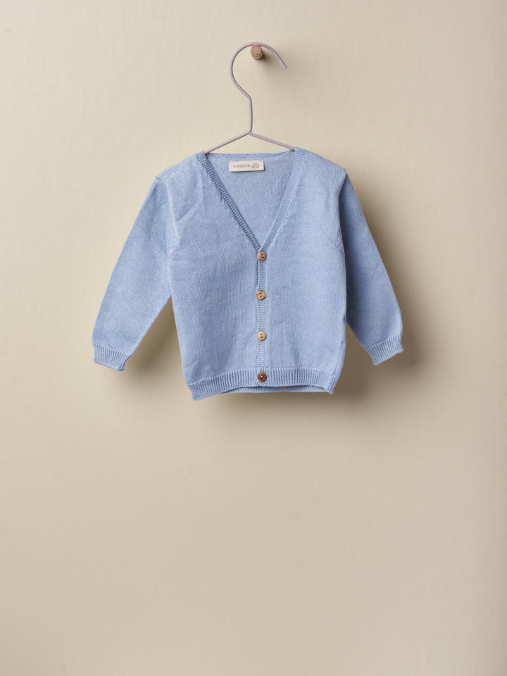 Cardigan scollo a v in filo celeste 09308B 01 WEDOBLE 