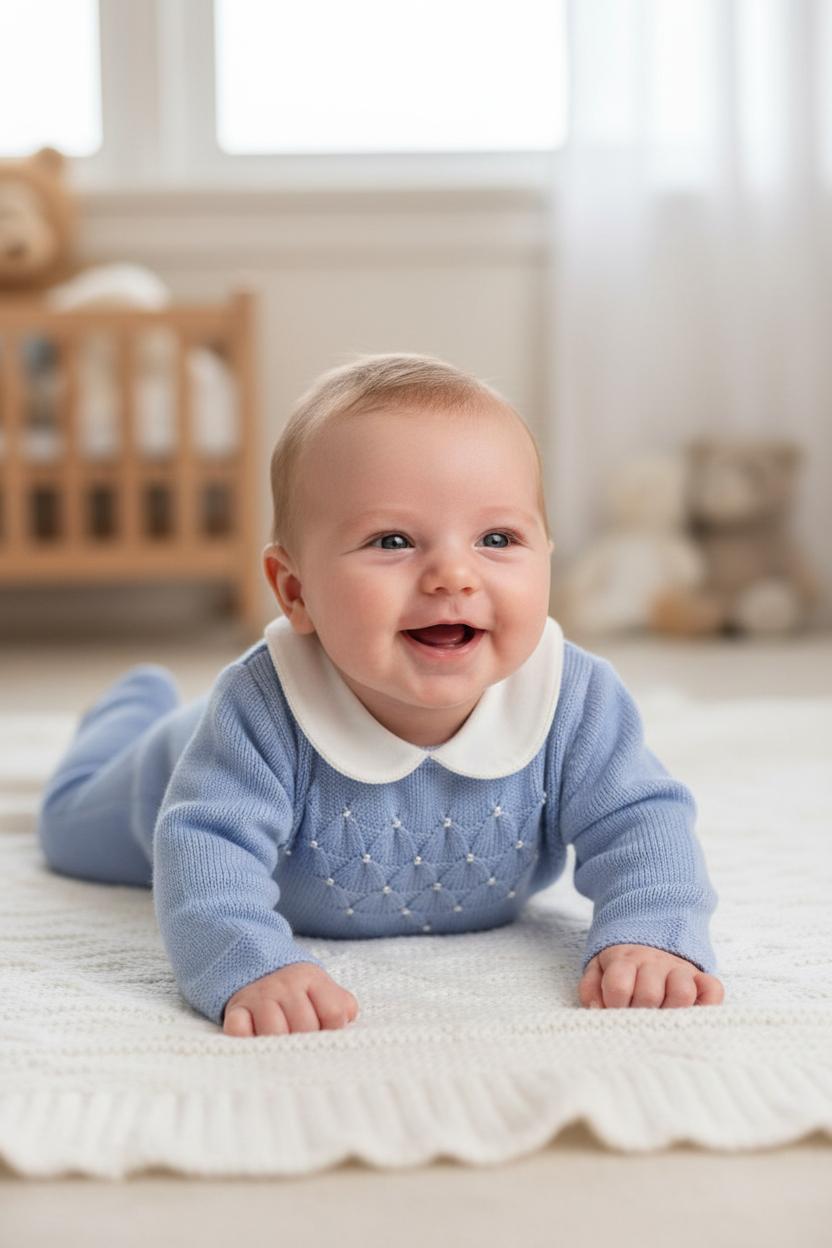 Tutina in lana con ricamo a nido d'ape 300 CB BABY Lord 