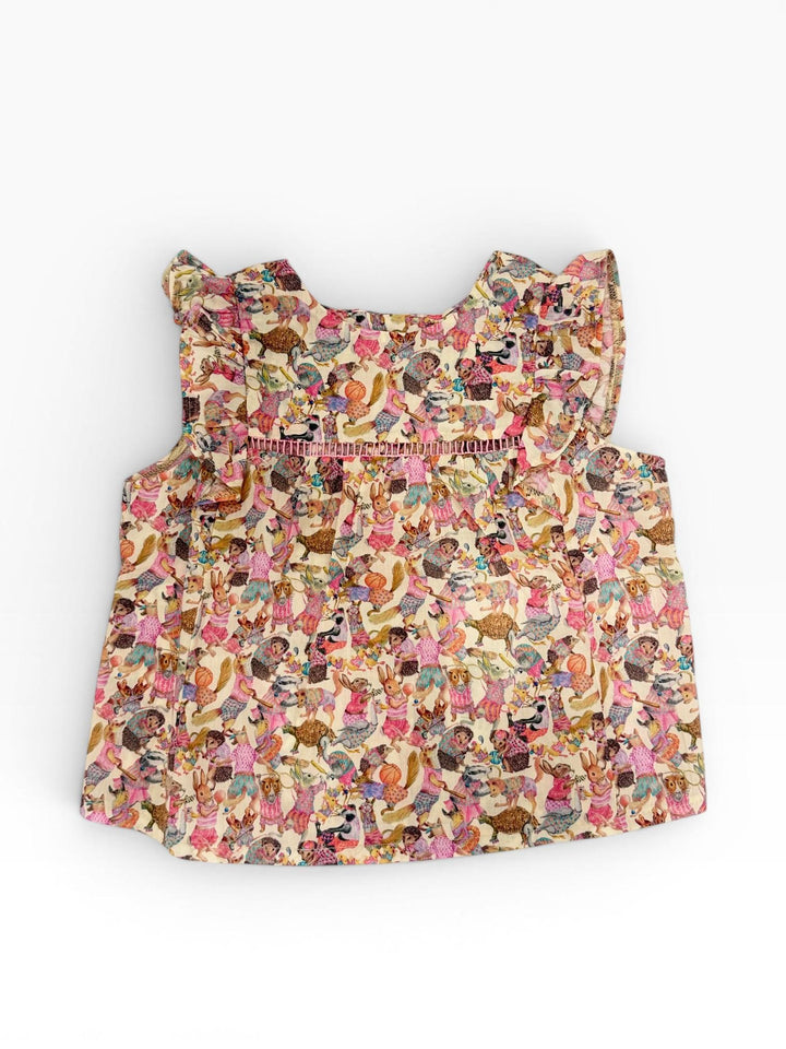 Blusa smanicata con stampa animali in cotone MUZ FANT ORSO BRUNO 