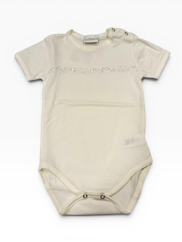 Body  panna con inserto in pizzo ricamato 52211 K0 STORY LORIS 