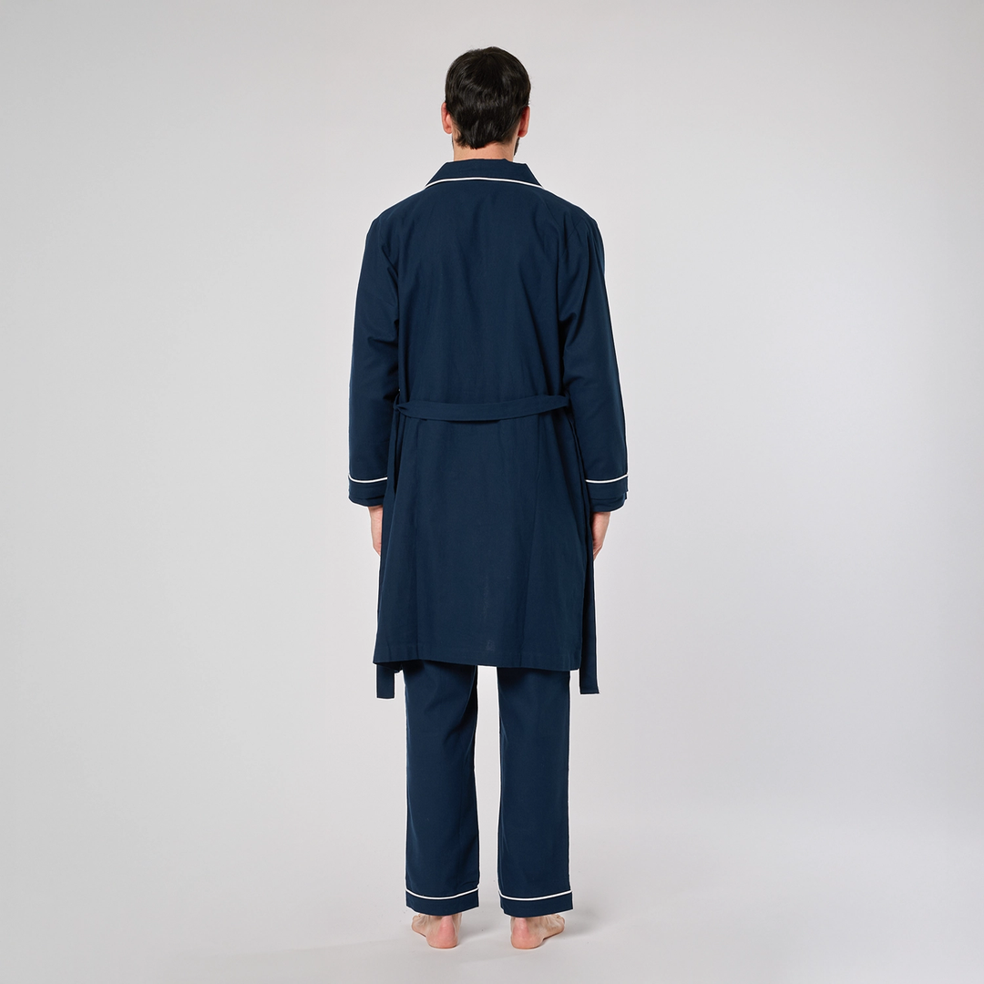 Vestaglia uomo in flanella blu con rifiniture bianche VESMO 887 GOLD 