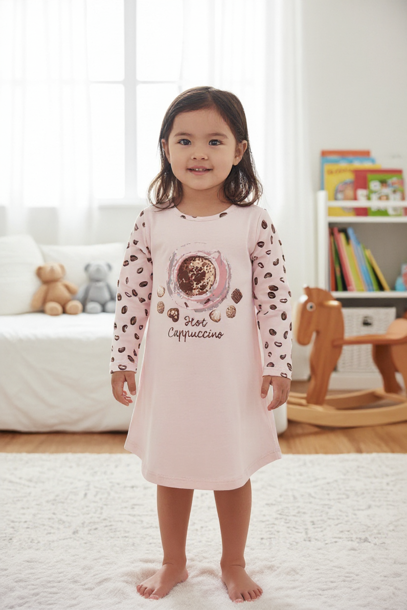 Camicia da notte in caldo cotone "Hot cappuccino" 2232I08 807 SOTTOCOPERTA 