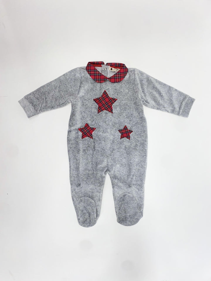 Tutina in ciniglia grigio con stelle tartan 9075 GR PERDIPIU 