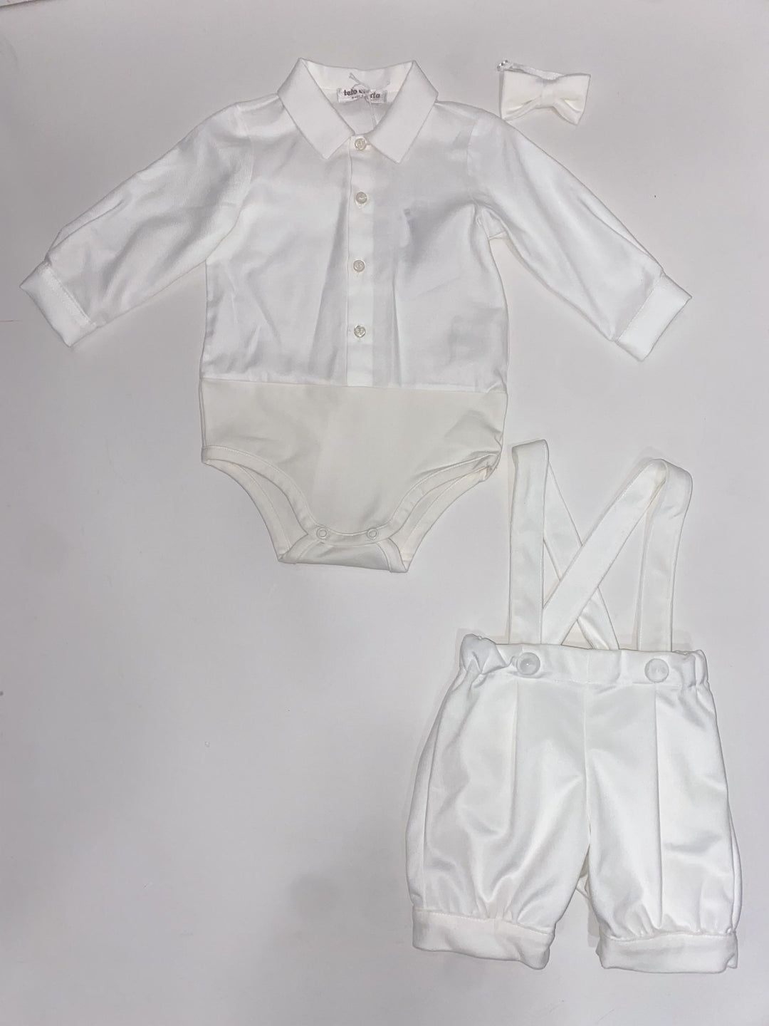 Salopette e camicia in velluto bianco CB8290/B BI Teto e Tatta 