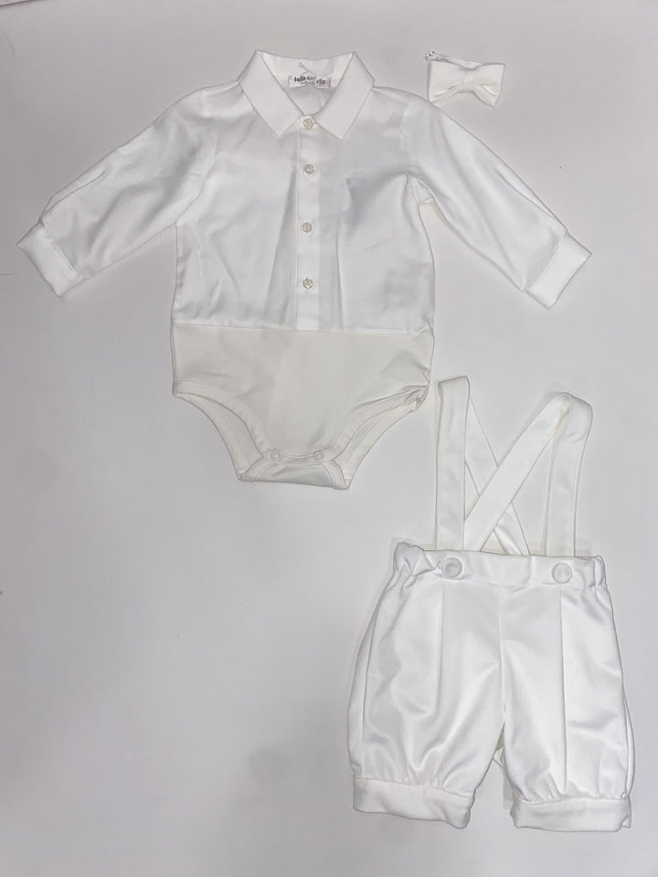 Salopette e camicia in velluto bianco CB8290/B BI Teto e Tatta 