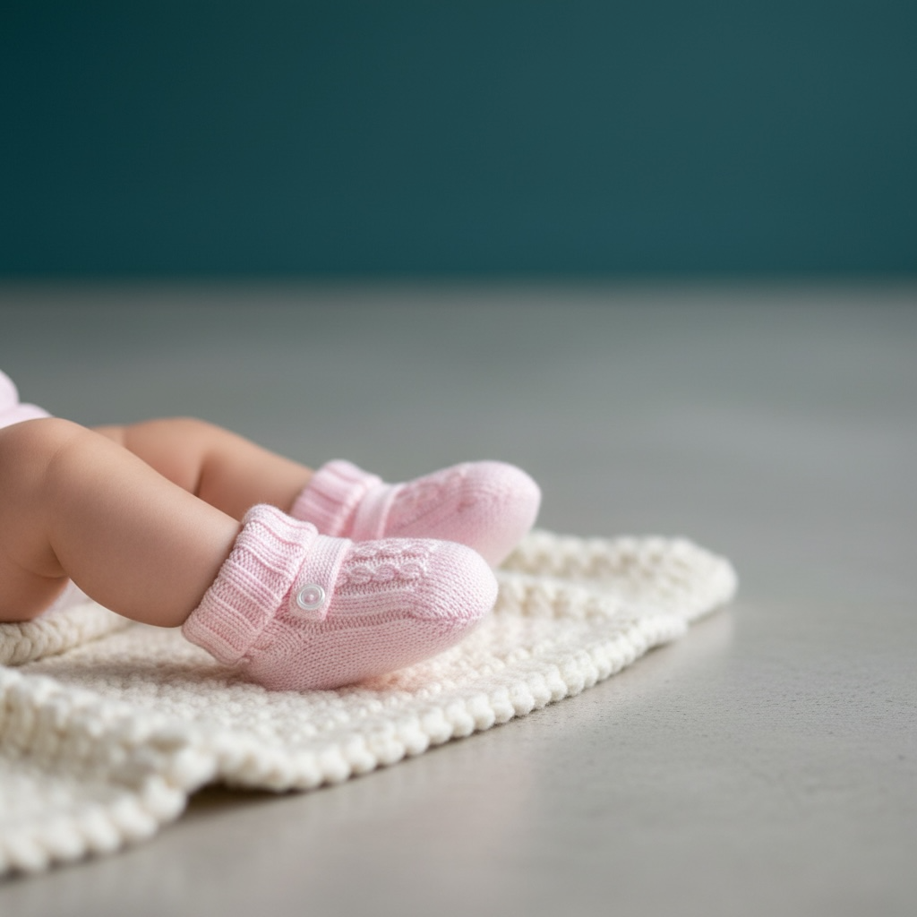 Scarpine da neonato in lana con lavorazione a treccia 702 RO BABY Lord 