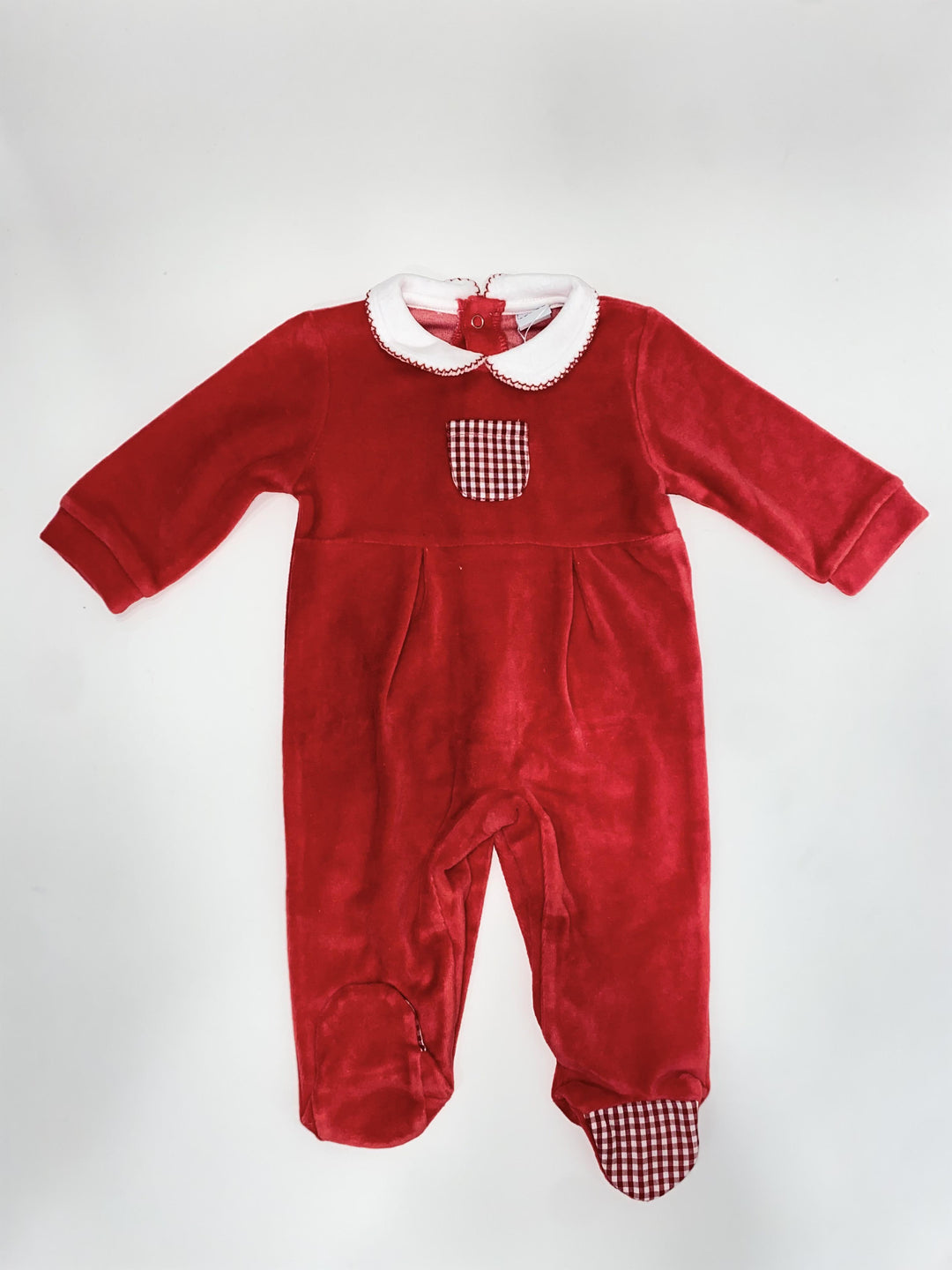 Tutina in ciniglia con dettagli a quadretti 19805 RS BABIDU 