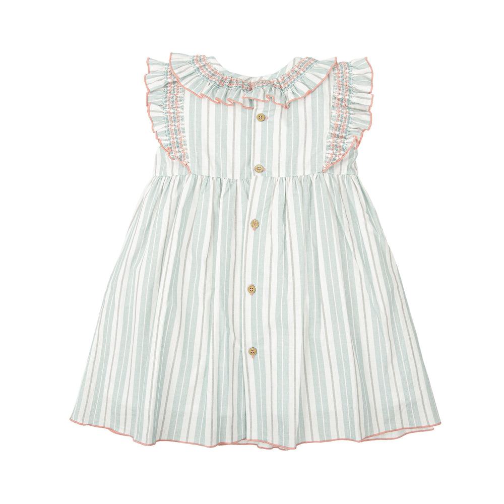 Abito a righe con dettagli ricamati e maniche arricciate 90418 BV BABIDU 