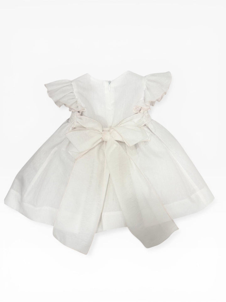 Abito in cotone a nido d'ape con rose ricamate VE8830 BR Teto e Tatta 