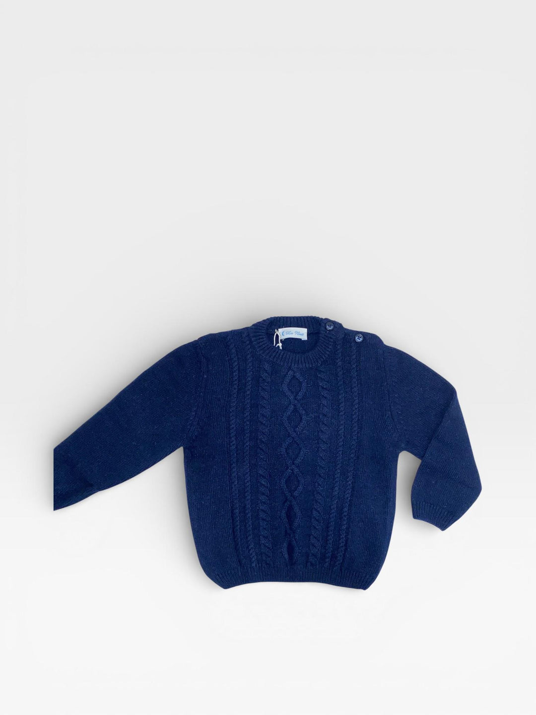 Maglione lavorato a treccia blu navy LN 02621 BL LA NUIT 