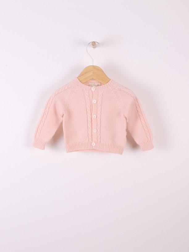 Cardigan con treccine in lana merino 08308A 02 WEDOBLE 