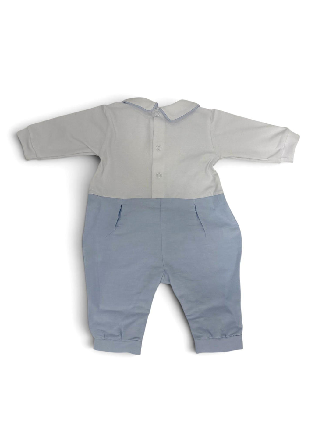 Tutina in cotone e misto lino con effetto salopette e orsetti<BR/> TU8891 BC Teto e Tatta 