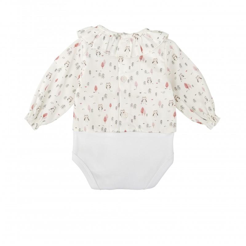 Body manica lunga con volant e fantasia bosco 2213 LR BABIDU 