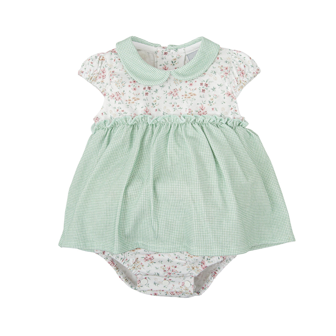 Abito pagliaccetto con stampa floreale e quadretti 33224 VE BABIDU 