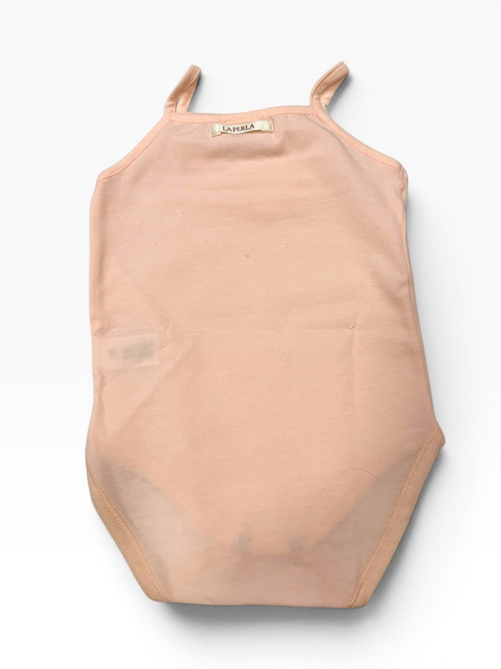 Body a canotta in cotone rosa antico con ricamo floreale 50031 R3 La Perla 