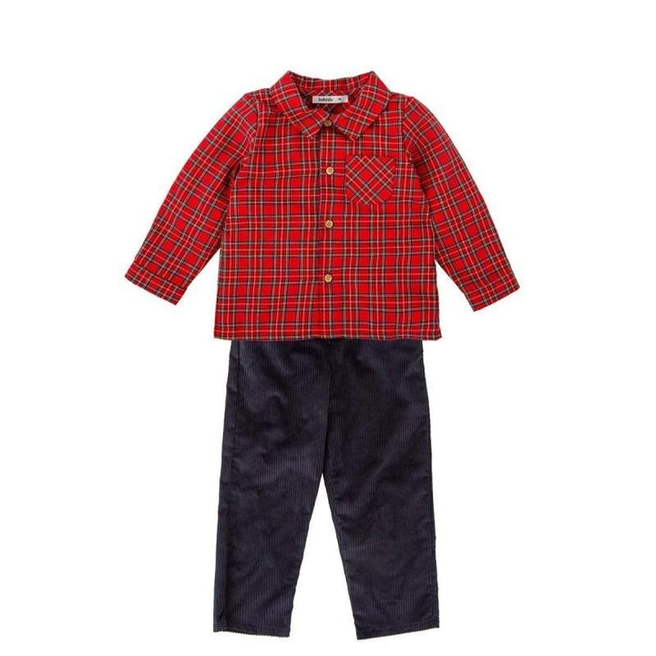 Completo camicia tartan e pantaloni in velluto a coste 43659 RS BABIDU 