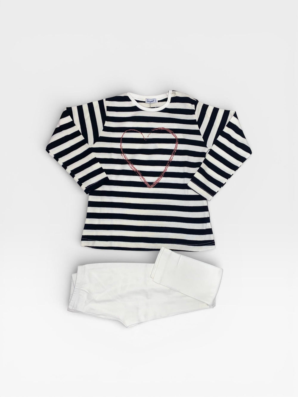 Pigiama caldo cotone a righe con cuore glitter SI16 1296I08 066 SOTTOCOPERTA 