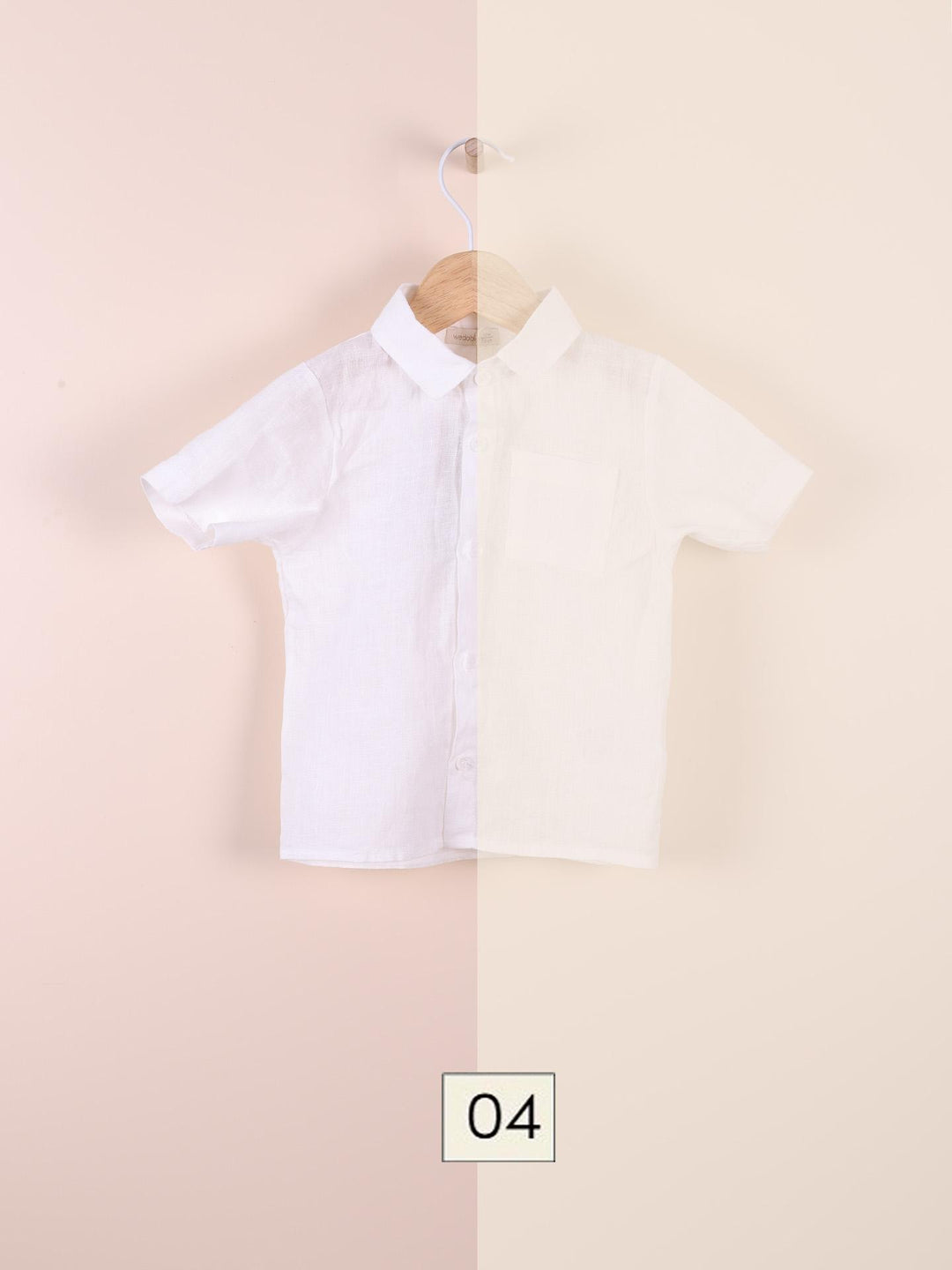 Camicia in lino mezza manica beige 12914C 04 WEDOBLE 