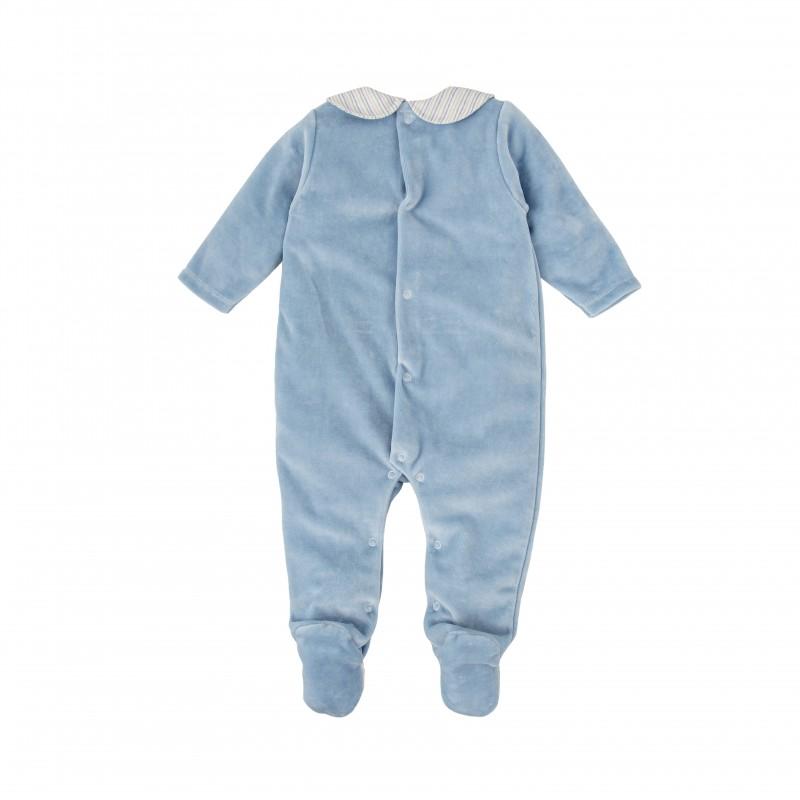 Tutina in ciniglia con colletto a righe 11901 MU BABIDU 