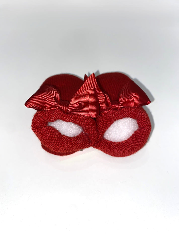 Scarpine da neonato in lana con fiocco rosso 3325 S1 STORY calze 