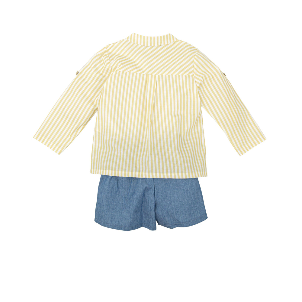 Completo a righe gialle e shorts denim 40428 GI BABIDU 