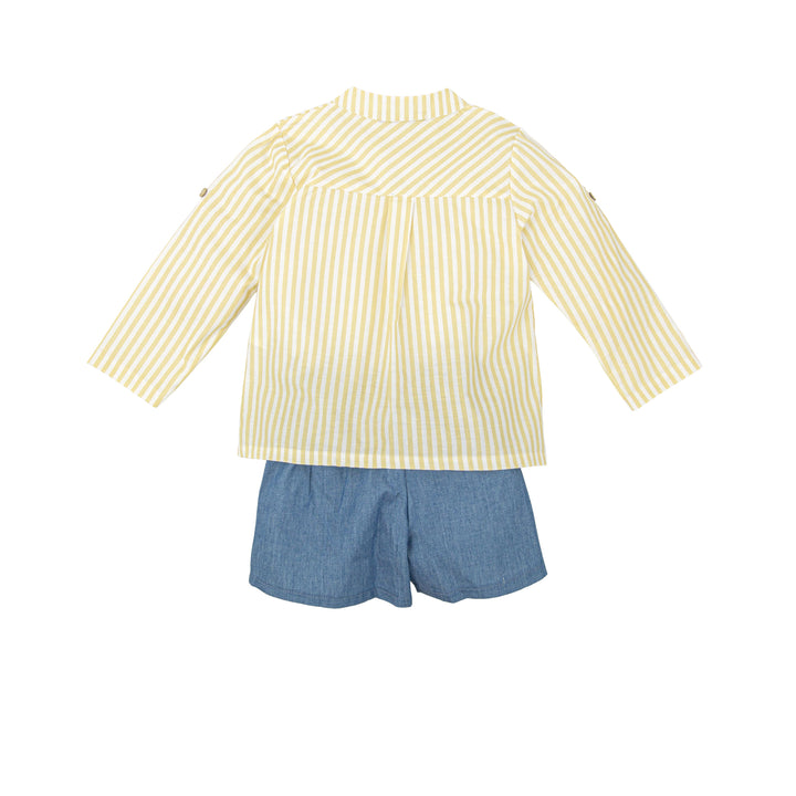 Completo a righe gialle e shorts denim 40428 GI BABIDU 