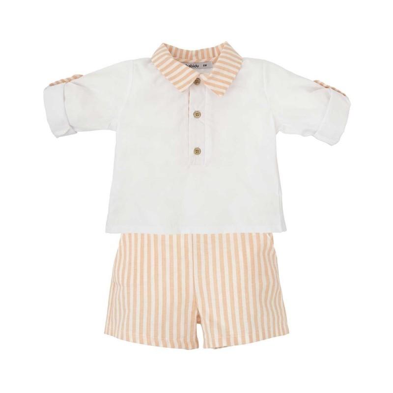 Completo a righe camicia e pantaloncino 41455 AR BABIDU 
