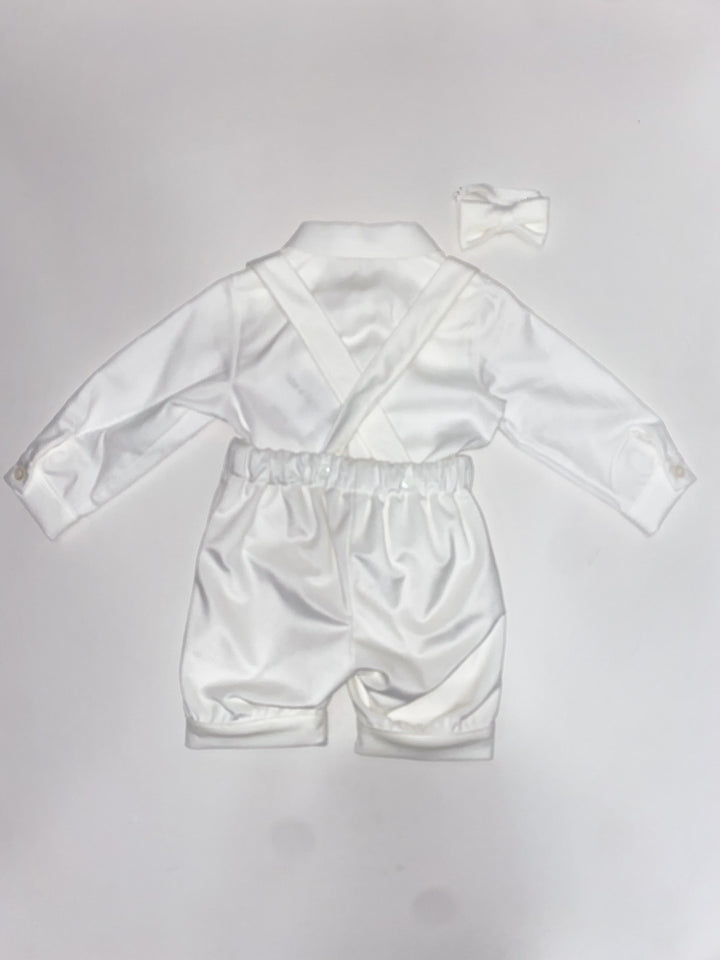 Salopette e camicia in velluto bianco CB8290/B BI Teto e Tatta 