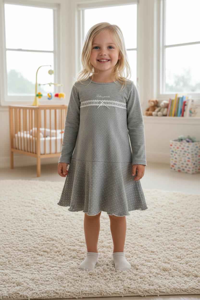 Camicia da notte in caldo cotone a pois 16032I12  SOTTOCOPERTA 