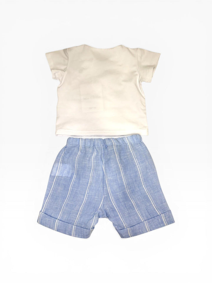 Coordinato orsetto in aereo e shorts a righe CC8880 BC Teto e Tatta 