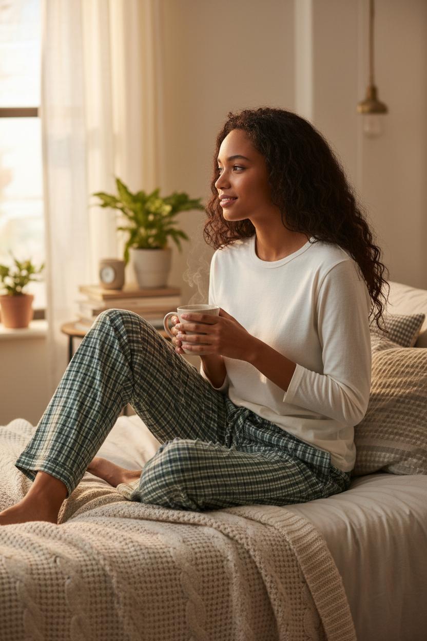 Pigiama donna lungo in flanella e caldo cotone MARY FDL 805 GOLD 