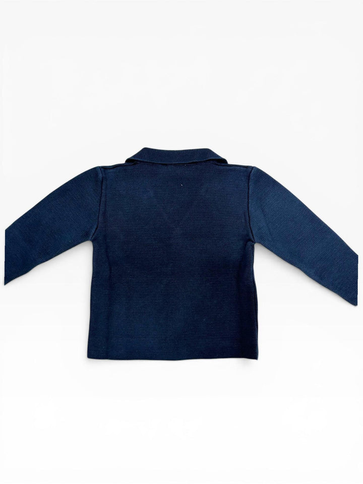 Cardigan a giacca in filo con bottoni a contrasto 61636 BL LA NUIT 