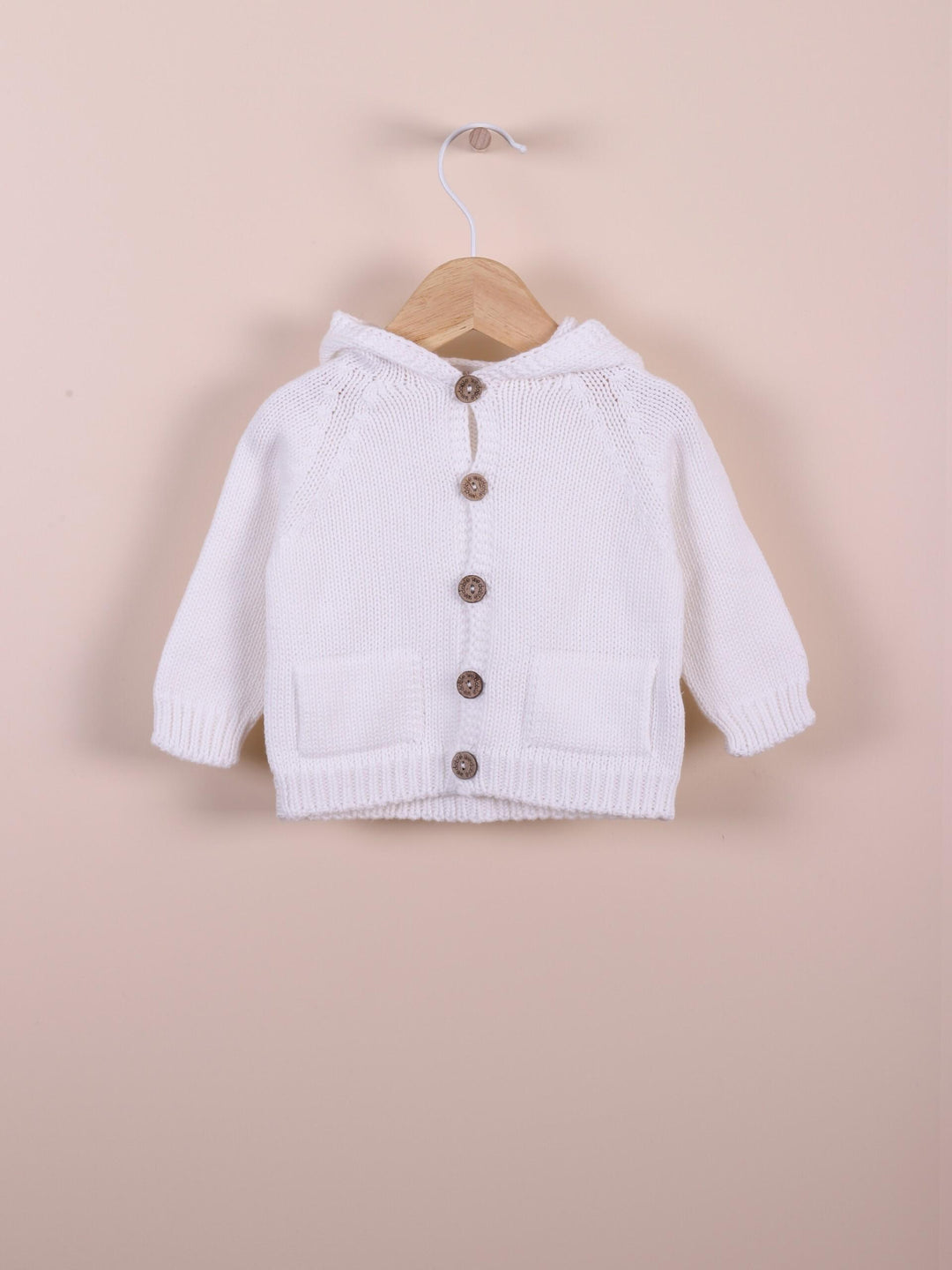 Cardigan con cappuccio in filo bianco 10308C 03 WEDOBLE 