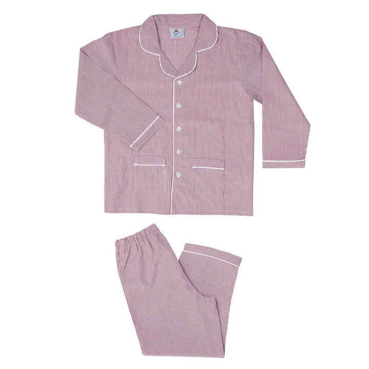 Pigiama lungo in cotone bianco e bordeaux CHARLY BCL/7 776 GOLD 