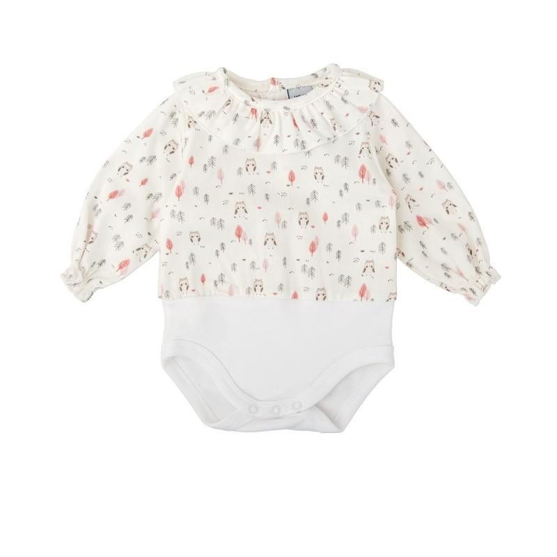 Body manica lunga con volant e fantasia bosco 2213 LR BABIDU 